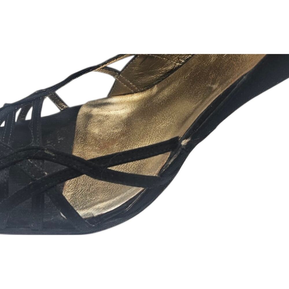 Vintage Dolce & Gabbana Black Satin Strap Heels Italy Sz 40 1/2 US 9.5 - Picture 9 of 11